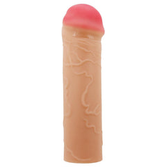 Extended Series Premium Dokulu 2,5 CM Dolgulu Ten Rengi Silikon Penis Kılıfı Nile