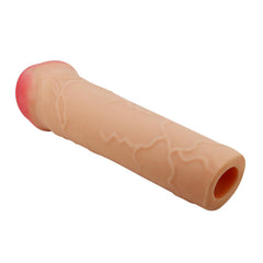 Extended Series Premium Dokulu 2,5 CM Dolgulu Ten Rengi Silikon Penis Kılıfı Nile