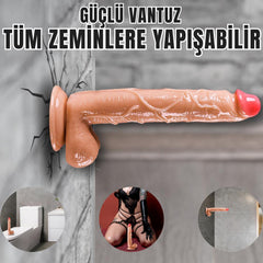 27 CM Realistik Dokulu Damarlı Dildo Vantuzlu Büyük Boy Gerçekçi Yapay Penis Dildo