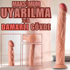 35 CM Realistik Dokulu Damarlı Dildo Testissiz İnce Uzun Büyük Boy Gerçekçi Yapay Penis Dildo