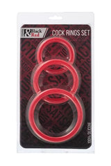 3&amp;#39;lü Black &amp; Red Penis Halkası Seti Kırmızı