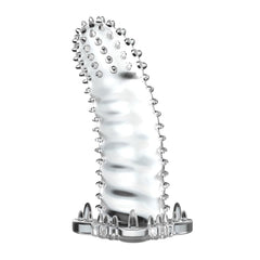 Şeffaf Tırtıklı Klitoral Uyarıcılı Penis Kılıfı 14 cm