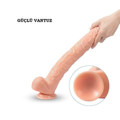 45 CM DEV MEGA Damarlı Gerçekçi Dokulu Dev Dildo