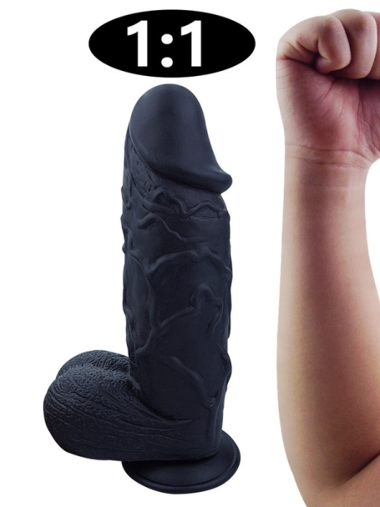 26cm Realistik Dildo | Siyah | Kalın | Anal & Vajinal | Medikal Silikon