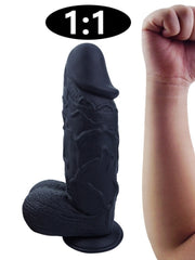 26cm Realistik Dildo | Siyah | Kalın | Anal & Vajinal | Medikal Silikon