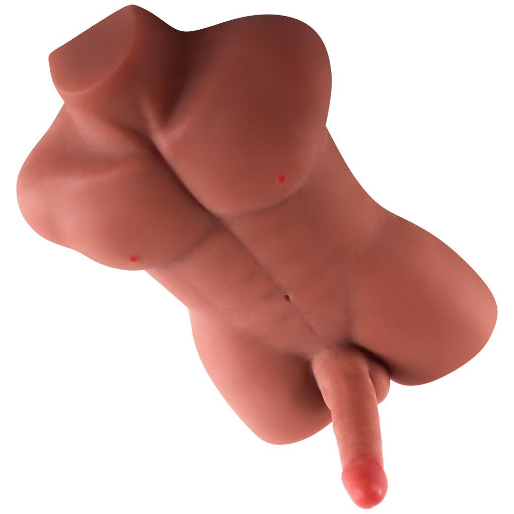 Anal Girişli 16 CM Yapay Penis Erkek Zenci Realistik Manken Yarım Vücut Manken Dildo Melez Doku 