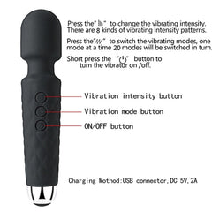 Bükülebilir Başlıklı Wand Vibratör Siyah