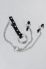 Metal Meme Kelepçesi & Penis Halkası Set – Gümüş, 60 cm