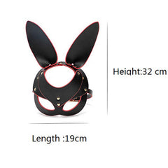 Fantezi Deri Tavşan Maske Kırmızı