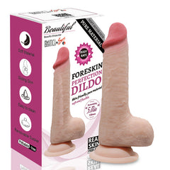Foreskin Perfection Dildo 17.5 CM - Çift Katmanlı Gerçekçi Kayar Deri Ultra Yumuşak Realistik Yapay Penis Vibrator