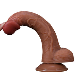 Gerçekçi Silikon Dildo 20,5 CM Realistik Doku & Vantuzlu / Harness Uyumluluğu