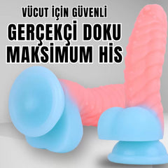 Karanlıkta Parlayan Tırtıklı Dildo Ultra Yumuşak Realistik Yapay Penis Dildo