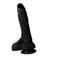 Kutsal Ejderja 21 CM Gerçekçi Dokulu Damarlı Vantuzlu Siyahi Dildo Realistik Penis