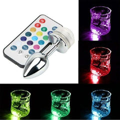 Led Işıklı Kumandalı Orta Boy Metal Anal Plug Anal Tıkaç 