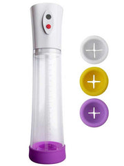 20 CM Electric Vacum Pump Usb Şarjlı Yedek Başlıklı Otomatik Vakumlu Penis Pompası Beyaz