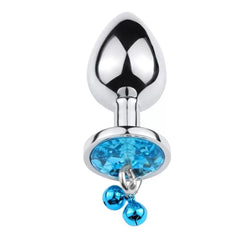 Mavi Taşlı Zilli Metal Anal Plug Tıkaç