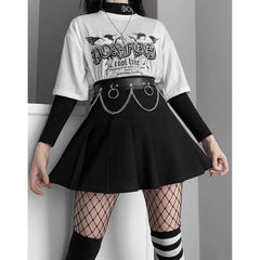 Metal Halkalı Zincir Detaylı Gotik Harness Kemer