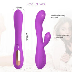 Uyarıcılı Rabbit Vibratör Mor – G Noktası & Klitoral Çift Uyarım, Güçlü Titreşimli Şarjlı Vibrator
