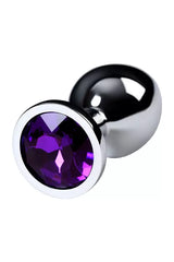 Mor Metal Taşlı Özel Mücevheratlı Orta Boy Metal Anal Plug Tıkaç