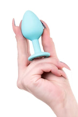 Muhteşem Mücevheratlı Silikon Anal Plug Su Yeşili 8 Cm