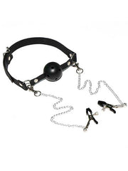 Ağız Topu ve Göğüs Klipsi | BDSM Başlangıç Seti | Ayarlanabilir Kemer