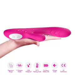 Pembe Isıtmalı Klitoris ve G Spot Uyarıcı Rabbit Vibratör