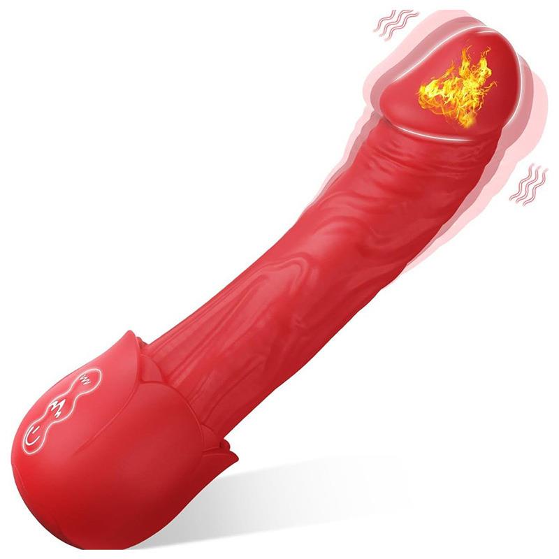 Isıtmalı 10 Modlu USB Manyetik Şarjlı Kırmızı Realistik Vibratör
