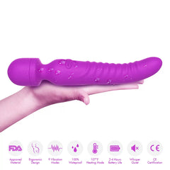 Chobe Isıtmalı Çift Titreşim Motorlu Klitoris ve G Nokta Wand Orgazm Vibratör - Mor