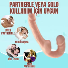 Realistik Dokulu Çift Taraflı Dildo Strapless Çift Uçlu Gerçekçi Yapay Penis Dildo