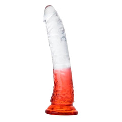 Realistik Jel Dokulu Testissiz Ultra Yumuşak Şeffaf Kırmızı Yapay Penis Dildo 