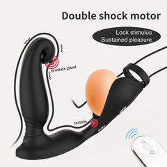 Yırtıcı Hayvan Uzaktan Kumandalı Testis Ve Penis Halkalı Çift Penetrasyonlu Prostat Uyarıcı Vibratör