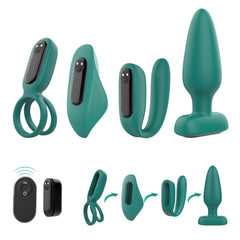 The Love Kit Yeşil Vibratör Set (4-ü-1 Arada) – Çok Fonksiyonlu Keyif Deneyimi | Şarjlı | Su Geçirmez