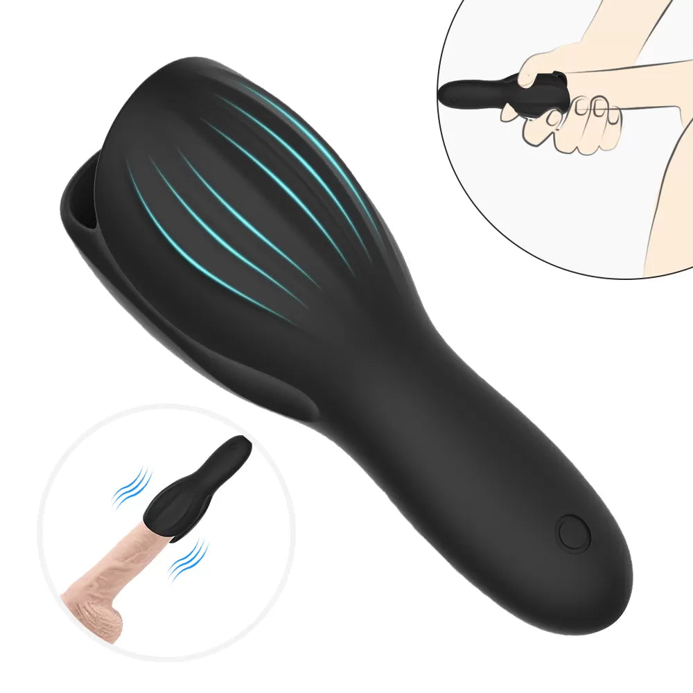 Şarjlı Ereksiyon Eğitim Vibratörü Güçlü Titreşimli Penis Başı Masaj Aleti Otomatik Masturbatör