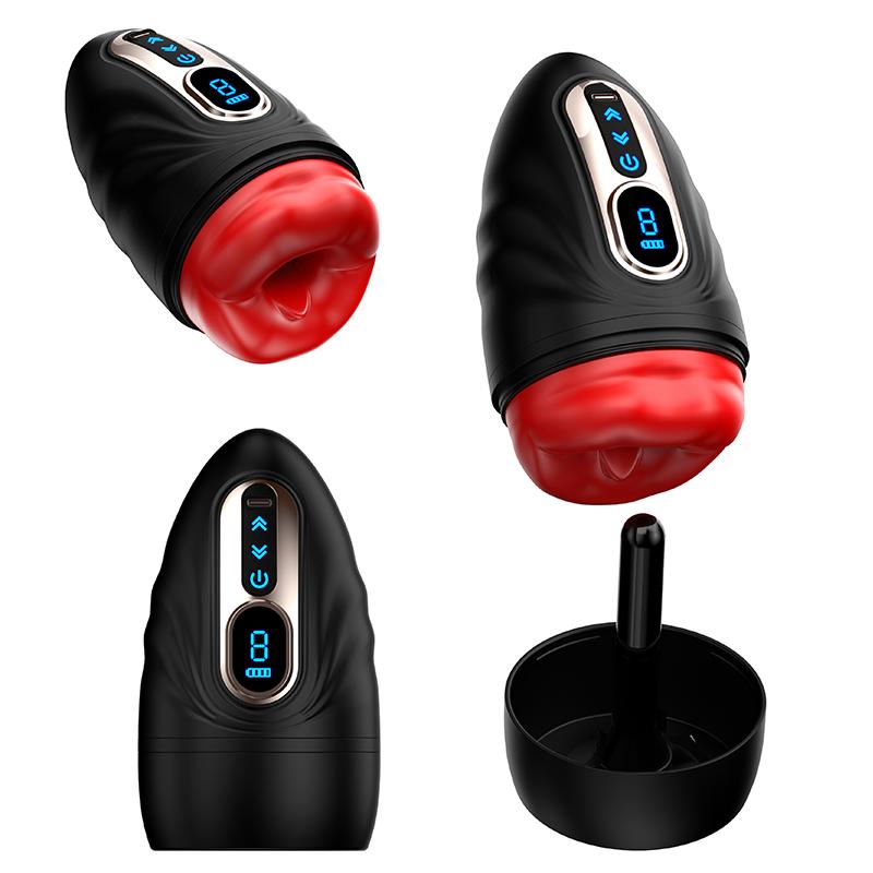 Isıtmalı Emiş ve Titreşimli Otomatik Oral Mastürbatör – Silikon Dudak Girişli Realistik Erkek Masturbator (USB Şarjlı)