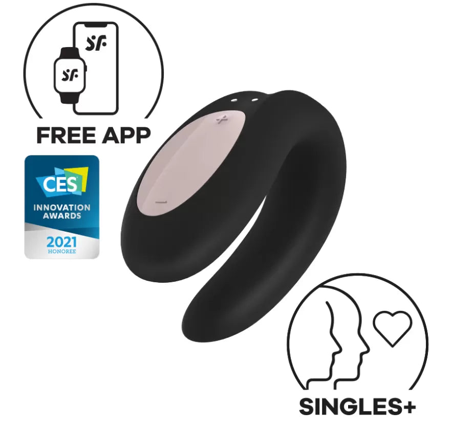 Satisfyer Double Joy Connect App Black Telefon Uyumlu Klitoris ve G-Spot Uyarıcı Çiftlere Özel Vibratör
