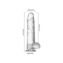 Şeffaf Vantuzlu Silikon Realistik Dildo 23,5 cm