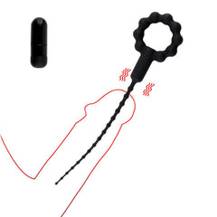 Titreşimli Boğumlu Penis Plug Siyah