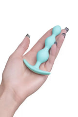 Üçlü Boğumlu Sıralı Silikon Anal Plug Su Yeşili 10,5 Cm 
