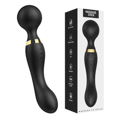 Siyah 360° Açılı Magic Wand Massager Çok Sessiz Masaj Orgazm Aleti 20 Fonksiyonlu Teknolojik Vibratör