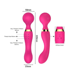 Mor 360° Açılı Magic Wand Massager Çok Sessiz Masaj Orgazm Aleti 20 Fonksiyonlu Teknolojik Vibratör