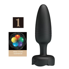 İleri Geri Hareketli Manyetik Şarjlı Anal Plug – LED Işıklı, 10 Farklı Titreşim Modlu Silikon Anal Titreşimli Plug