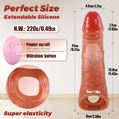 Uzaktan Kumandalı Şarjlı Güçlü Titreşimli Ultra Realistik Uzatmalı Penis Kılıfı 3