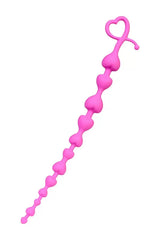 Uzun Tatlı Kalpli Kuyruklu Anal Zinciri Boğumlu Sıralı Anal Plug Fantezi Tıkaç Pembe 34 Cm 