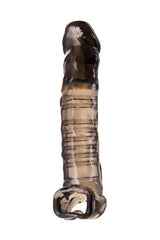 XL LOVER Siyah Şeffaf Testis Halkalı Silikon Penis Kılıfı 22,5 CM