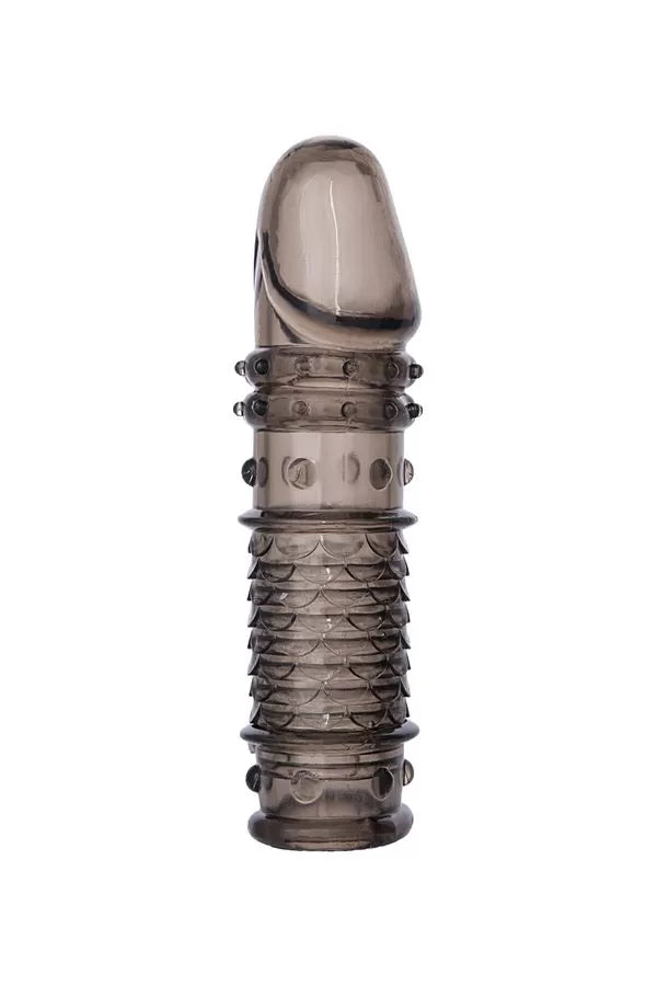 XL LOVER Siyah Şeffaf Uyarıcı Benekli Silikon Penis Kılıfı 13,5 Cm