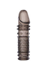 XL LOVER Siyah Şeffaf Uyarıcı Benekli Silikon Penis Kılıfı 13,5 Cm