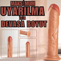 XXL Realistik Dokulu Dev Dildo Testissiz Kalın Gerçekçi Yapay Penis Dildo 26 CM